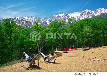 新緑の白馬岩岳マウンテンリゾート　白馬ヒトトキノモリのハンモック 91024586