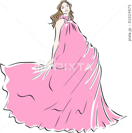 ウェディングドレス　花嫁　ピンク 91024975