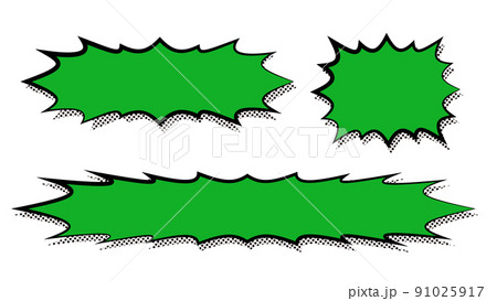 トゲトゲのアメコミ風のテロップベース・緑 91025917