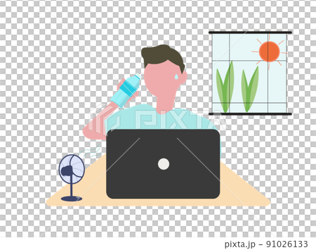 男士在工作期間補水 PC 辦公室 飲用水 室內夏季窗戶 91026133