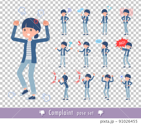 不満を表現しているナチュラルスタイル女性のセット 不満を表現しているナチュラルスタイル女性のセット 91026455