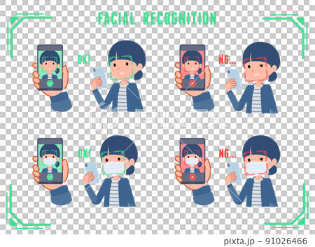 A set of natural style women who have face recognition on their smartphones 91026466