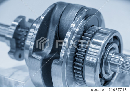 Close-up scene the motorcycle crank shaft parts . Close-up scene the motorcycle crank shaft parts . 91027713