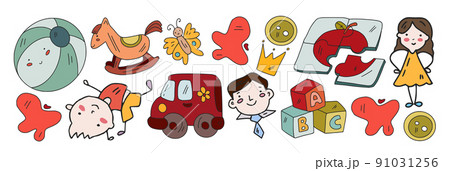 Creativity and imagination. Vector icons with school items. 91031256