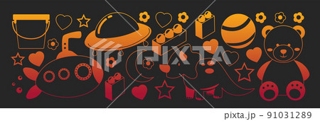 Creativity and imagination. Vector icons with school items. 91031289