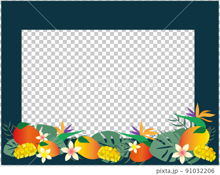 Square mango and tropical plant frame 91032206