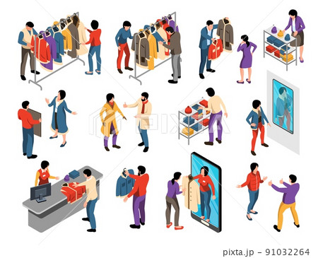 Isometric Outerwear Store Icons 91032264