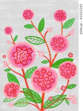 想像の花、ピンク色の花、小さな花の塊のイラスト素材 [91032283] - PIXTA