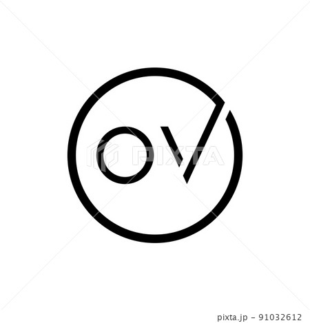Initial Circle Letter OV Logo Design Vector Template. Abstract Minimal OV Letter Logo Design 91032612