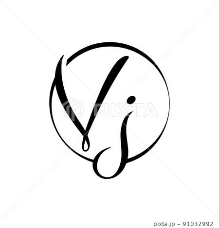 Initial VJ letter Logo Design vector Template. Abstract Script Letter VJ Logo Vector. 91032992