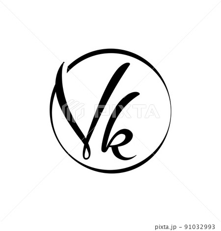 Initial VK letter Logo Design vector Template. Abstract Script Letter VK Logo Vector. 91032993
