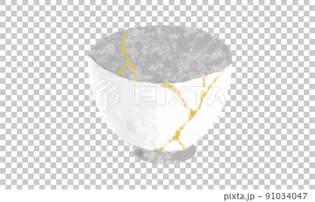 お皿 茶碗 金継ぎの主線なしイラスト お皿 茶碗 金継ぎの主線なしイラスト 91034047