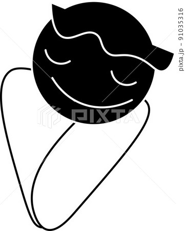 モノクロの1人の赤ちゃんのアイコンイラストのイラスト素材