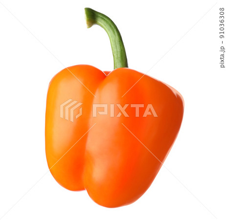 Ripe orange bell pepper isolated on white Ripe orange bell pepper isolated on white 91036308