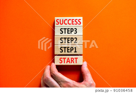 Strat, step and success symbol. Concept words Start step 1 2 3 success on wooden blocks on a beautiful orange table orange background. Businessman hand. Business start step 1 2 3 to success concept. Strat, step and success symbol. Concept words Start step 1 2 3 success on wooden blocks on a beautiful orange table orange background. Businessman hand. Business start step 1 2 3 to success concept. 91036458