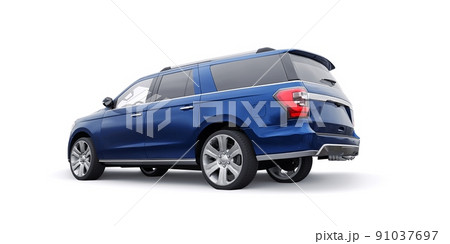 Blue Premium Family SUV isolated on white background. 3d rendering Blue Premium Family SUV isolated on white background. 3d rendering 91037697