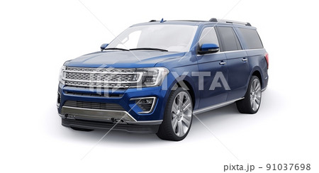Blue Premium Family SUV isolated on white background. 3d rendering 91037698