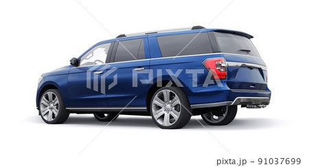 Blue Premium Family SUV isolated on white background. 3d rendering Blue Premium Family SUV isolated on white background. 3d rendering 91037699