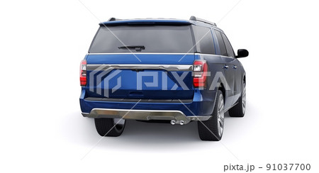 Blue Premium Family SUV isolated on white background. 3d rendering 91037700