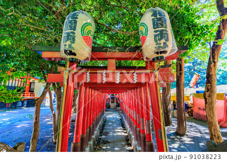 東京　新宿区　歌舞伎町の都市風景　花園神社 91038223