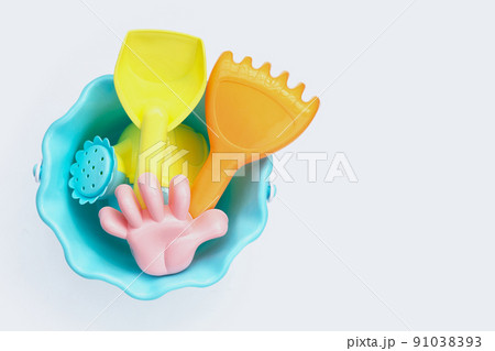 Summer toys beach on white background. Summer toys beach on white background. 91038393
