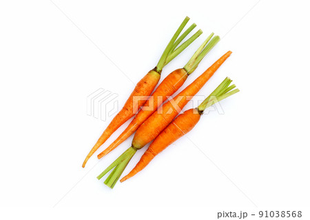Fresh carrots on white background. 91038568