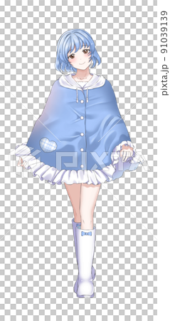 Bob blue girl in a poncho 91039139