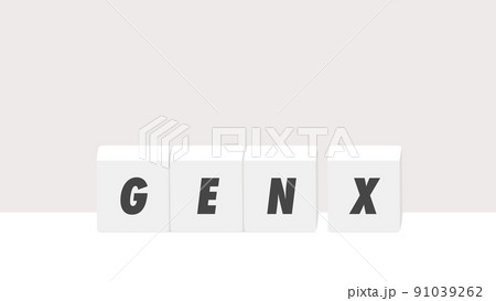 GEN Xの文字が入った白いブロック - シンプルでおしゃれなX世代のイメージイラスト素材 91039262