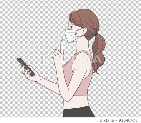 一位戴著面具、拿著智能手機並用手指指著的體育教練 91040473