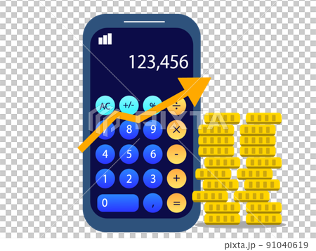 Calculator and smartphone Money and arrow up Business illustrations that increase sales 91040619