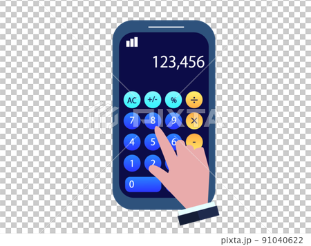 Calculator app for smartphones Calculator Finger and hand illustrations 91040622