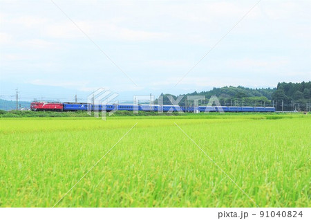 田園地帯を走行する寝台特急北斗星 91040824