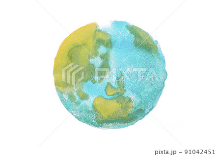 水彩絵の具で描かれた地球 91042451