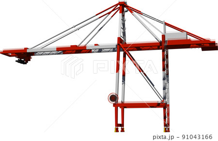 輸出入の総合基地コンテナデポの主役ガントリークレーンのイラストレーションのイラスト素材