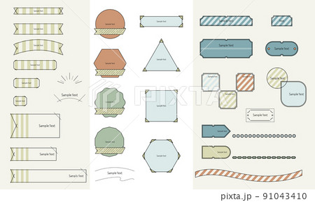 アウトドアカラーのフレーム・見出し・リボン素材集 アウトドアカラーのフレーム・見出し・リボン素材集 91043410