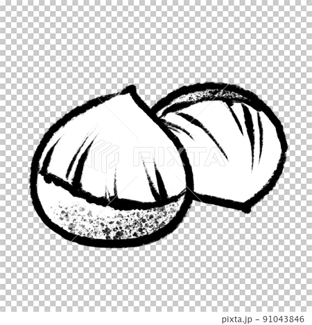 Simple brush-style line drawing illustration of overlapping chestnuts 91043846