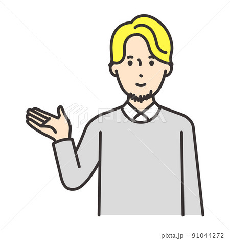 外国人　男性　ポーズ　案内 91044272