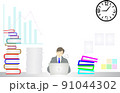 ノーリモートワーク　残業　ビジネスマン　サラリーマン　仕事　午前　午後　九時過ぎ　背景　フレーム 91044302