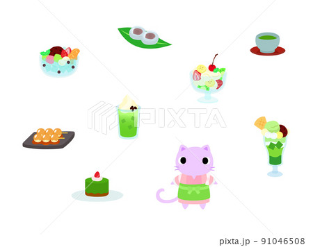 和カフェメニュー2 ネコの店員付 和カフェメニュー2 ネコの店員付 91046508