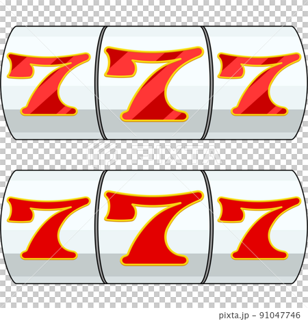 Illustration of Three Seven of Slots (with outline) 91047746