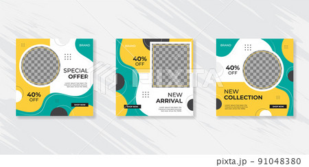 Modern promotion square web banner for social media post template. Elegant, minimalist sale and discount promo backgrounds for digital marketing 91048380