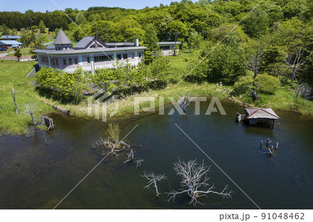 洞爺 西山山麓火口を空撮（西新山沼） 91048462