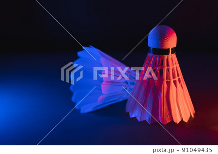 badminton shuttlecock on badminton court sport game play activiy for background. 91049435