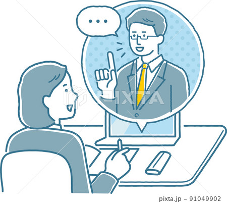 オンライン授業をしている女子学生 オンライン授業をしている女子学生 91049902