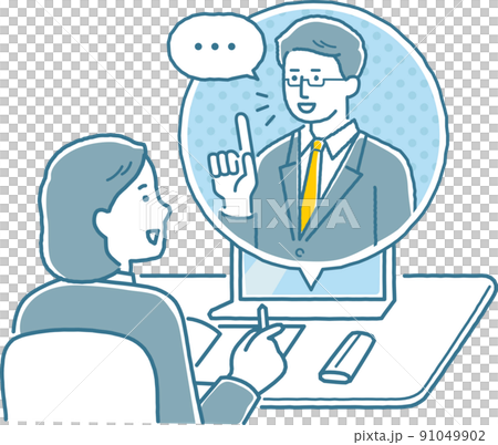 Female students doing online lessons 91049902