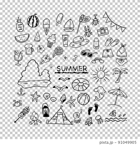 Hand-painted summer illustration set 91049905