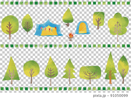 Watercolor style trees and camping set 2 91050099