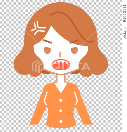 女性キャラクターの上半身-激怒する 女性キャラクターの上半身-激怒する 91050151