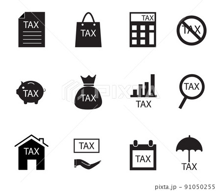 tax icon silhouette vector set. black tax sign. tax symbol. flat style. tax icon silhouette vector set. black tax sign. tax symbol. flat style. 91050255