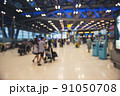 Traveler at airport terminal blur background 91050708